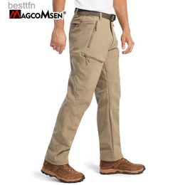 Men's Pants MAGCOMSEN Winter Fleece Men's Pants Warm Casual Straight Trousers 9 Pockets Waterproof Snow Hiking PantsL231212