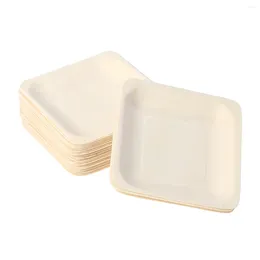 Disposable Dinnerware 50pcs Square Wooden Plate Party Plates Tableware For Wedding Restaurant Picnic Birthday 140x140mm