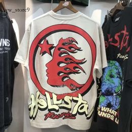 Men's T-shirts Vintage Hellstar Tee Studios Tshirts Washed Ghost Face Earphone Earth Print Short Sleeve Hiphop Street Oversize T-shirt Men 7701