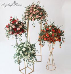Decorative Flowers Wreaths Table Flower Centerpiece Plants Vine DIY Wedding Decor Backdrop Artificial Ball Silk Floral Bouquet W7357614