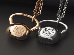 Kettlebell Necklace Fitness for Men and women Rhinoceros head Stainless Steel Pendant mygrillz 20101463782377190588