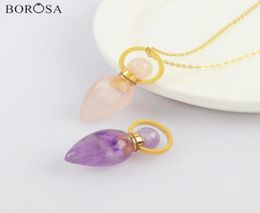 Pendant Necklaces Natural Stones Perfume Bottle Necklace Diffuser Healing Crystal Essential Oil Stainless Steel G20215871121