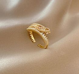 Wedding Rings Trendy Statement Resiable Ring Luxurious Zircon Gold Finger Personality Exaggerated Openning Zip Designer Jewelry2658929