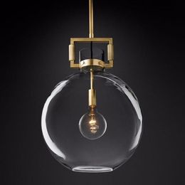 Pendant Lamps American RH Lamp Edison E27 LED Lights Lustre Luminarias Lighting Plate Gold Metal Glass Lamparas FixturesPendant321b