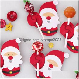 Christmas Decorations 50Pcs/Lot Cartoons Santa Claus Paper Lollipop Cards Diy Gift Package Decor Christmas Decoration 2022 Navidad New Dhkhd