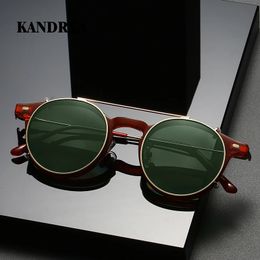 Sunglasses Frames KANDREA 2 In 1 Round Fashion Polarised Sunglasses Women Men Vintage Magnet Eyeglasses Optical Myopia Prescription Glasses 62678 231211