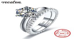 Vecalon Fine Jewellery Real 925 Sterling Silver Infinity ring set Diamond Cz Engagement wedding Band rings for women Bridal Gift2942886