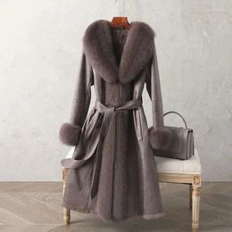 Women's Fur Faux Coat Women 2023 Winter Fashion Imitation Collar Jacket Female Large Size Over Knee Outerwear