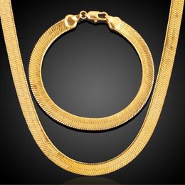 Chains 3 4 7MM Wide Vintage Snake Bone Necklace For Women Men Flat Herringbone Chain Chokers Gold Filled Miami Jewelry Gifts273G