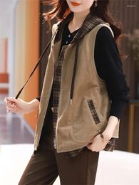 Women's Vests Corduroy Vest Jacket Spring Autumn Winter 2024 Explosions Western Style Wearing Mother European Waistcoat I05