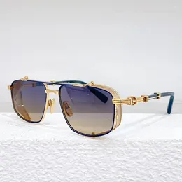 Sunglasses BPS-142A Square Silver Pure Titanium Original Eyewear Men Fashion Glasses Classical Delicate Sun