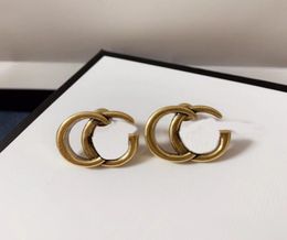 Sophisticated Double Letter Classic Stud Earrings aretes Ladies Luxury Designer Fashion Simple Jewelry8690192