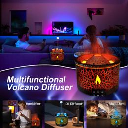 Essential Oils Diffusers REUP Volcanic Flame Humidifiers Air Aroma Diffuser Portable Smoke Ring Night Light Lamp Fragrance 231212