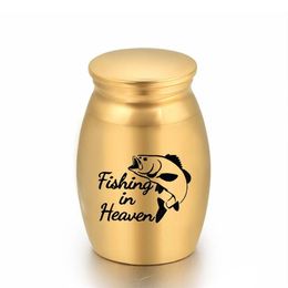 Cremation Urns Ashes Holder Keepsake Pet Memorial Mini Urn Jar Funeral Urn Pendant - Fishing in Heaven 25x16mm209w