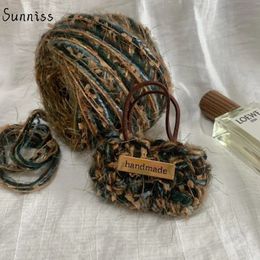 Yarn 80g Hand Mixed Line Feature Threads Weaving Knit Crochet Craft Thread Knitting Dark Green Wool Gift 231212