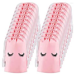Storage Boxes 100 Pieces Eyelash Aftercare Bags Plastic Makeup Toiletry Pouch Cosmetic Travel With Drawstring Pink L