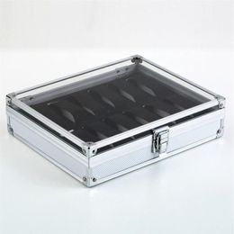 Fashion Metal Case With 12 Grid Slots Display For Wristwatch Organizer Watch Jewelry Box WJ11 Storage Boxes & Bins289c