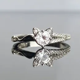 Cluster Rings Cute For Women With Stone Resizable Luxury Designer Jewelry Y2K Vintage Creative Aesthetic Fashion Wedding Engagement Gift