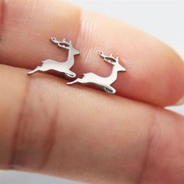 Everfast New Tiny Fawn Earring Little Deer Stainless Steel Earrings Studs Fashion Ear Jewelry Chirstmas Gift For Women Girls Kids 297u
