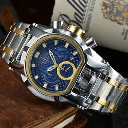 Sports Quartz Calendar Men's Watch INVICTO Reserve Bolt Zeus Full function Compass Steel Wire Large Dial Folding Buckle325y