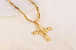 Cross Pendant 24 k Solid Fine Yellow Gold Filled Charms Lines Necklace Jewelry Factory God Gift9377740