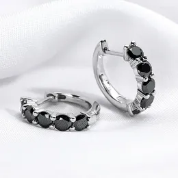 Hoop Earrings DRring 2CTTW Black Moissanite For Women Sparkling Party Simulated Diamond Earring 925 Sterling Silver Jewellery