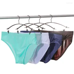 Underpants Casual Quick-drying Men Underwear Ice Silk Briefs Sexy Low Waist Transparent Silky Comfortable For