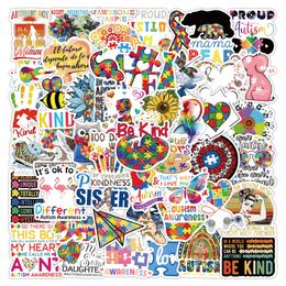 51pcs be kind for autism inspirational words graffiti Waterproof PVC Stickers Pack For Fridge Car Suitcase Laptop Notebook Cup Phone Desk Bicycle Skateboard Case.