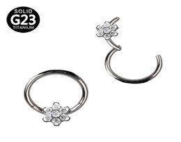 G23 Titanium Segment Hinged Rings Flower CZ Nose Lip Labret Ear Tragus lage Daith Helix Earring Hoop Piercings Body Jewelry7853566