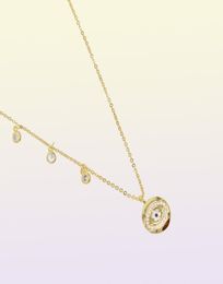 New fashion round necklace inlay hamsa LUCKY evil eye pendent necklace gold filled Cubic zirconia cz fashion classic eyes jewelry4171272