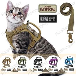 Cat Costumes Cat Harness AdjustableTactical Harnesses vest Leash Set Walking Breathable Mesh Pet clothes for Large Kitten Cats Small Dog 231212