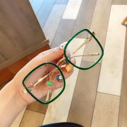 Fashion Sunglasses Frames Oversized Alloy Square Clear Glasses For Women Vintage Green Orange Big Eyeglasses Elegant Shades Black 316t