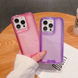 Trouvaille Case for iPhone 15 14 13 12 11Pro Max Case Neon Color Transparent Shockproof Phone Cover Solid Rubber Pink Green