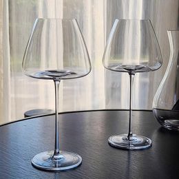 Mugs 1 Pcs 590 720ml Collection Level Handmade Red Wine Glass Crystal Burgundy Bordeaux Goblet Art Big Belly Tasting Light Thin Cup 231212