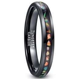 Tungsten Carbide Ring Crushed Fire Opal Men Women Black Dome Wedding Ring Comfortable Fit Tungsten Steel Ring 2109243150