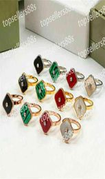 Fashion diamond designer Band ring many colours clover shell Jewellery 18k plated wedding rings for women Party Anniversary engageme4725935