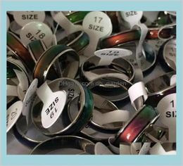 Band Jewelry 100Pcs Fashion Mood Ring Changing Colors Rings Size 16 17 18 19 20 Stainless Steel Drop Delivery 2021 M1Frl86431311130882