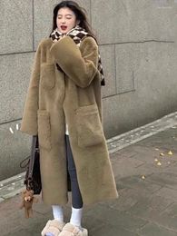 Women's Fur Chic Coffee Imitation Coat Women Winter Mid Long Loose And Slim Environmental Protection Mink Buckle Warm