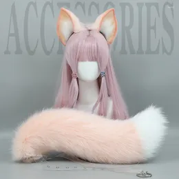 Party Supplies Plush Hair Hoop Animal Ears Headwear Tail Set Furry Ear Hairband Pink Cute Headpiece Anime Lolita Cosplay Accessories