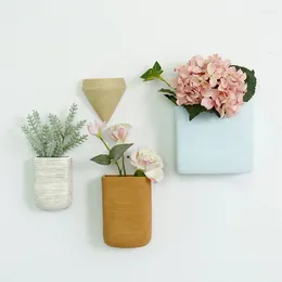 Vases Geometric Shape Wall-Mounted Ceramic Flower Pots Balcony Living Room Cafe Decorative Vase