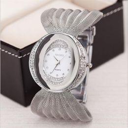 BAOHE Brand Arrival Luxurious Ladies Wristwatch Eliptical Dial Wide Silver Mesh Bracelet Watch Womens Fashion Watches Quartz Wrist205t