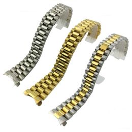 Watch Bands Accessories For Log-type Three-Bead Solid Diving Stainless Steel Band Presidential Buckle 20mm Men's Gold293p