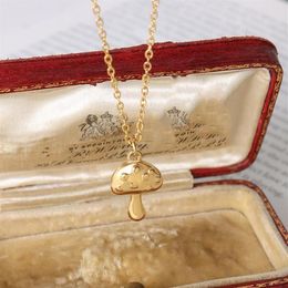 Pendant Necklaces Retro Cute Mushroom Necklace For Women Titanium Steel Chain French Girl Teen Choker Dating Jewelry 2021 Trendy C223R