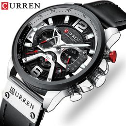 CURREN Mens Watches Top Brand Luxury Leather Sports Watch Men Fashion Chronograph Quartz Man Clock Waterproof Relogio Masculino212f