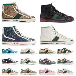 High Top Sneakers Luxury Tennis 1977 Dress Shoes Men Women Italy Green And Red Web Stripe Rubber Sole Stretch Cotton Canvas Vintage Desginer Trainers
