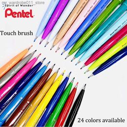 Watercolour Brush Pens New 24 Colours Pentel Brush Pen Soft Brushes Watercolour Oil Paints Artist Hand Painting Markers Set Art Stationery Copic Markers Q231212