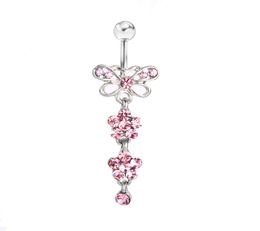 D0030 Bowknot Belly Button Navel Stud Pink Color0123458142381