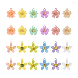 Charms 48Pcs/lot 12 Colours Zinc Alloy Painted Small Flower Pendants For DIY Handmade Jewellery Drop Earrings Accessories