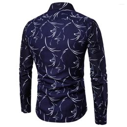 Men's Casual Shirts Mens Button Down Lapel Long Sleeve Floral Print Fit Shirt Party Formal Tops Blouse Cardigan Vacation Style