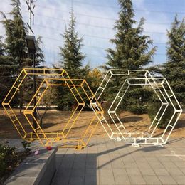 Party Decoration Metal Double Hexagon Arch Flower Balloons Arbour For Wedding Ceremony Backdrop Stand267K